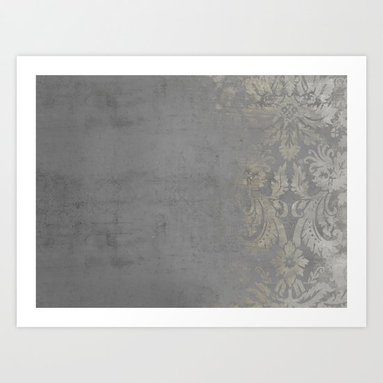 Grunge Damask Art Print