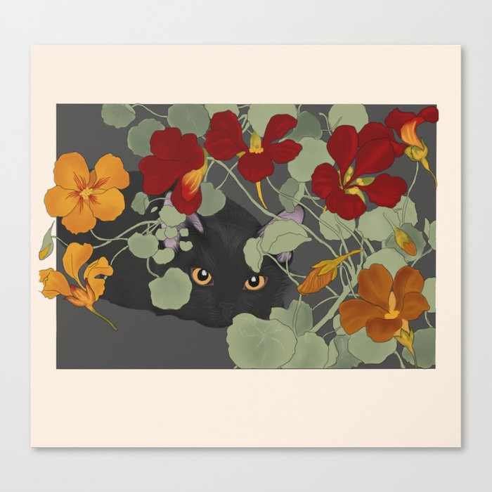 Nasturtium Cat Canvas Print