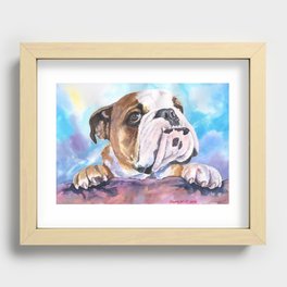English Bulldog Watercolor | Pillow Cover | Dogs | Home Decor | Custom Dog Pillow | Dog Mom |Bulldog Recessed Framed Print