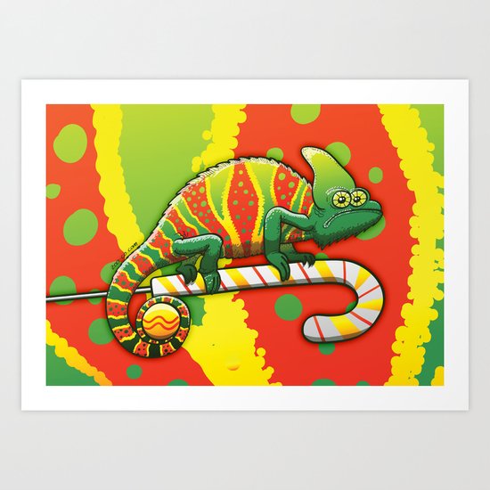 Christmas Chameleon Art Print