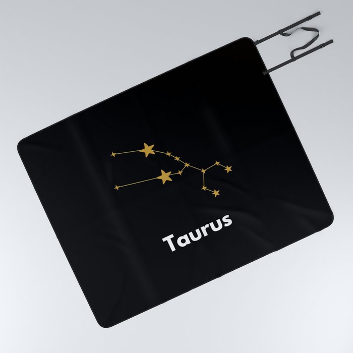 Taurus, Taurus Sign, Black Picnic Blanket