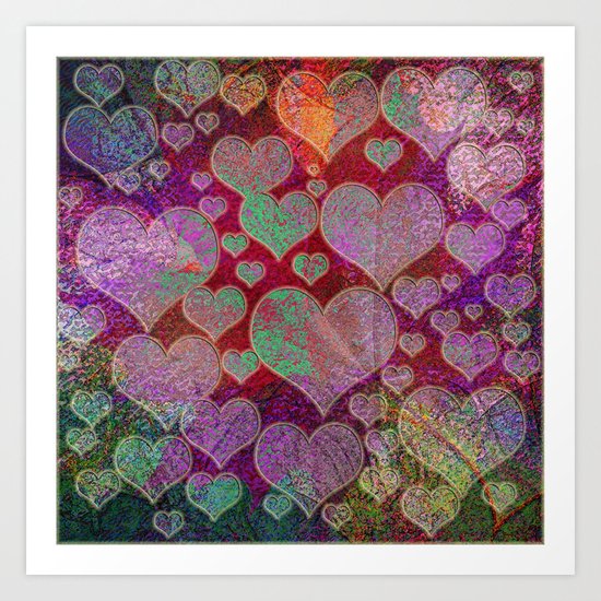 Hearts pattern Art Print