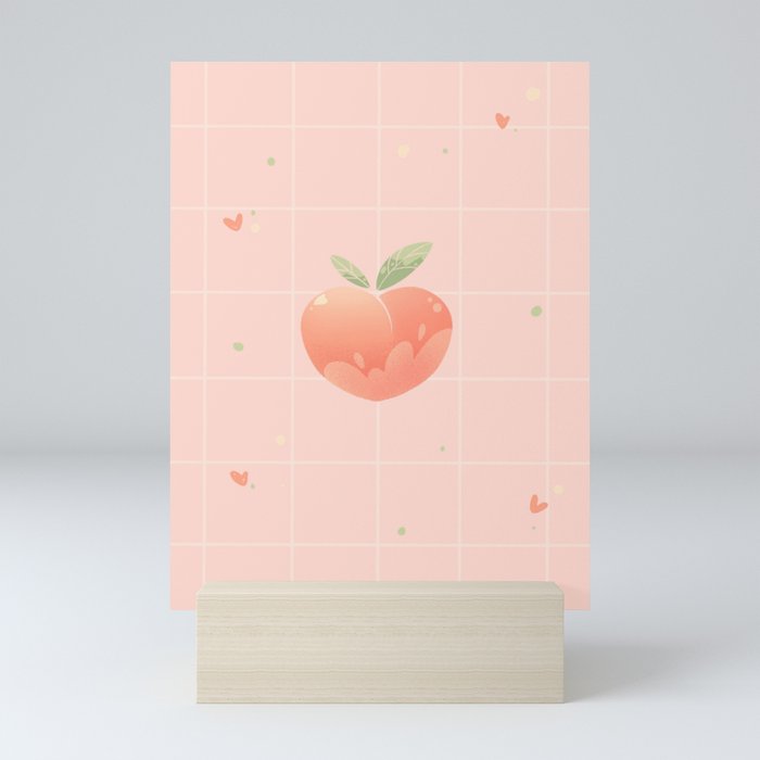Peach and hearts aesthetic Mini Art Print