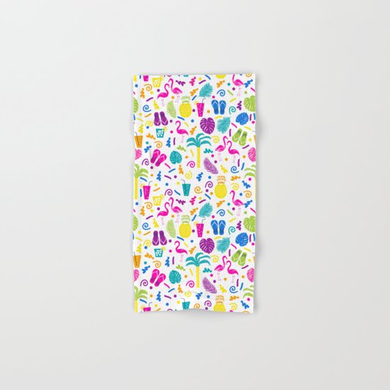 Tropical Summer flamingo bird pineapple nature trendy hipster minimal print children vacation desert Hand & Bath Towel