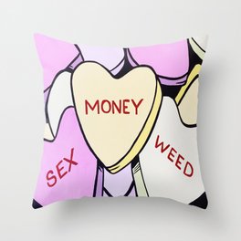 Candy Hearts Throw Pillow