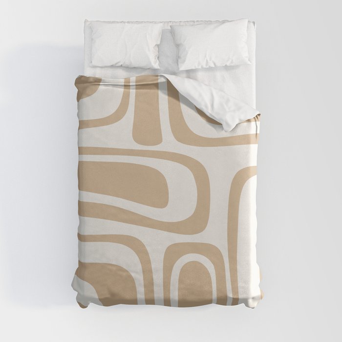 Palm Springs Midcentury Modern Abstract Pattern in Natural Wood Beige and Nearly White Duvet Cover