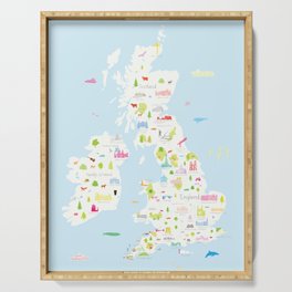 Illustrated Map of the UK & Ireland Serving Tray