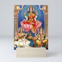 Maa Lakshmi, Maa Saraswati And Ganesh Mini Art Print