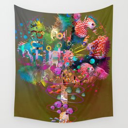 Palm tree in full color Wall Tapestry