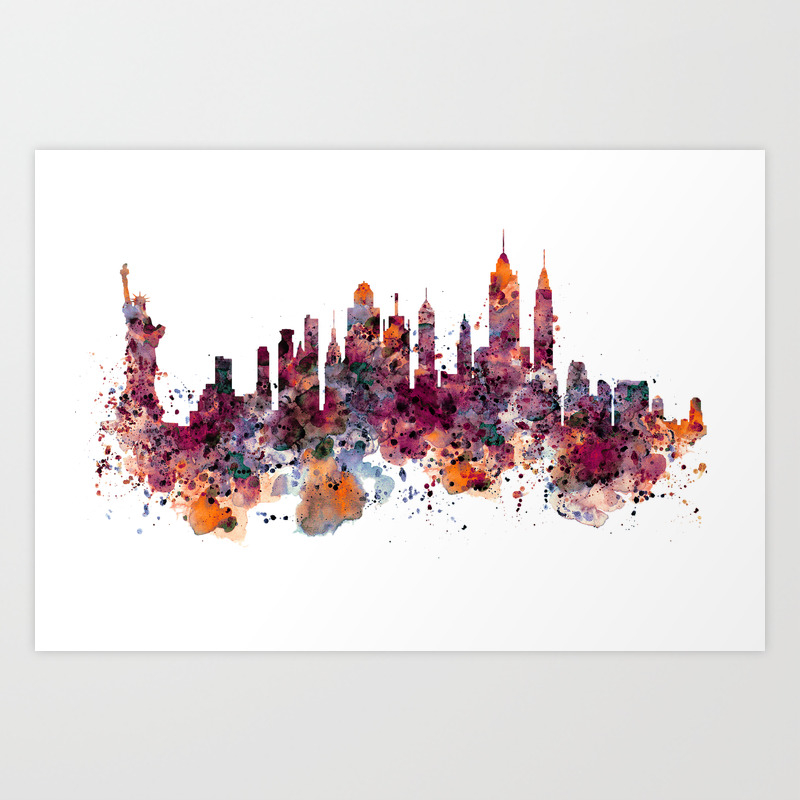 New York Skyline Silhouette Art Print By Marianvoicu Society6