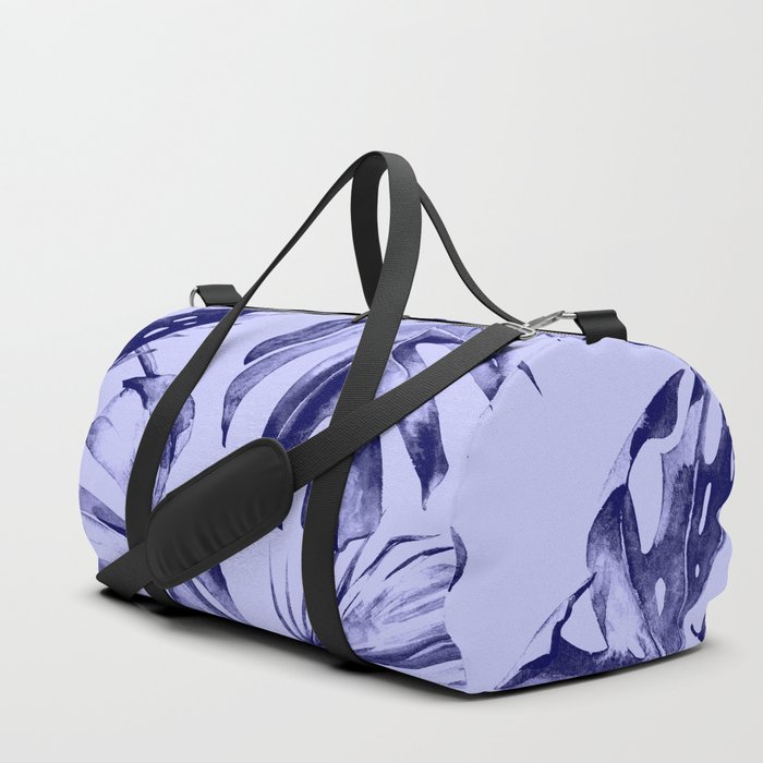 Very Peri 2022 Color Of The Year Violet Blue Periwinkle Tropical Monstera Duffle Bag