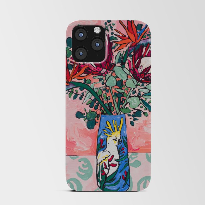 Cockatoo Vase on Painterly Pink iPhone Card Case
