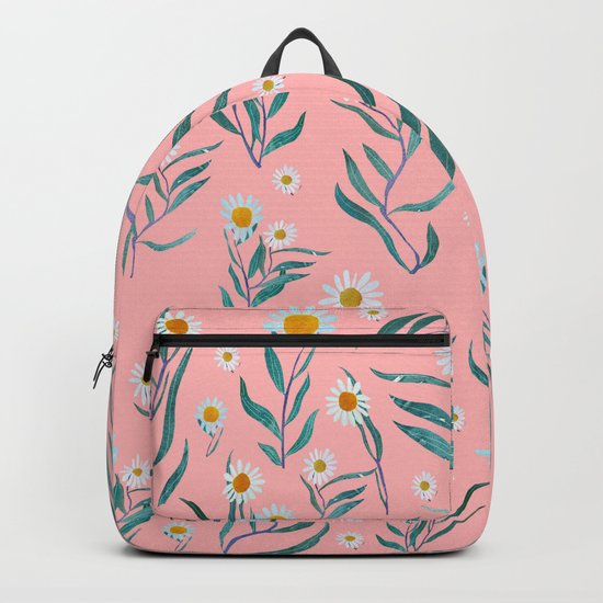 Pink white leaves Backpack