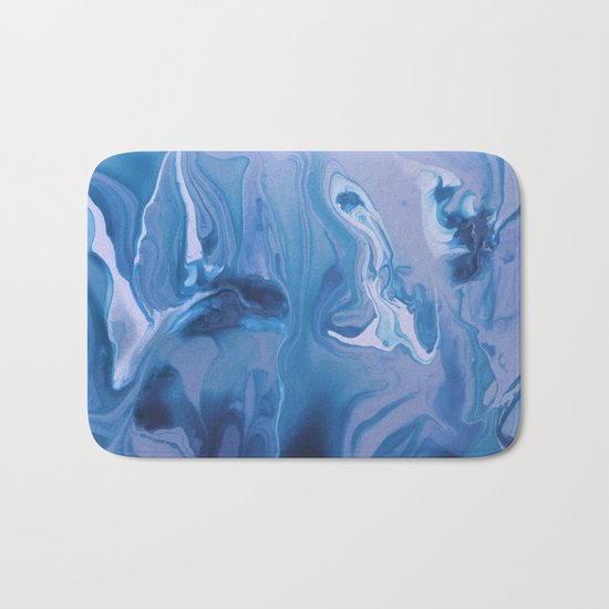 Watercolor marble blue & purple Bath Mat