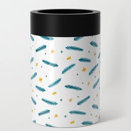 Christmas branches and stars - blue and yellow Can Cooler