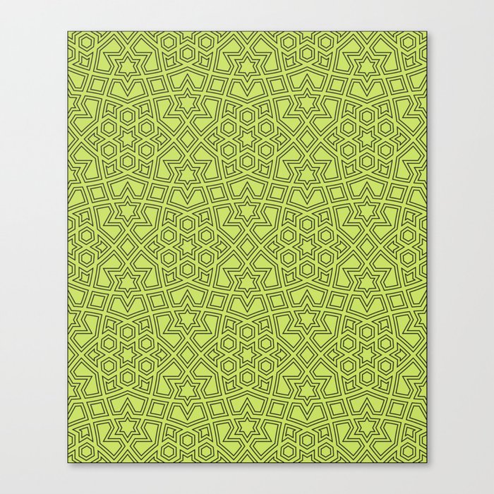 Seamless arabic geometric ornament in green color Canvas Print