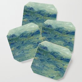 Abstract Blue Green Waves of Aqua Ocean Blue Mountains Coaster
