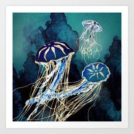 Metallic Jellyfish III Art Print