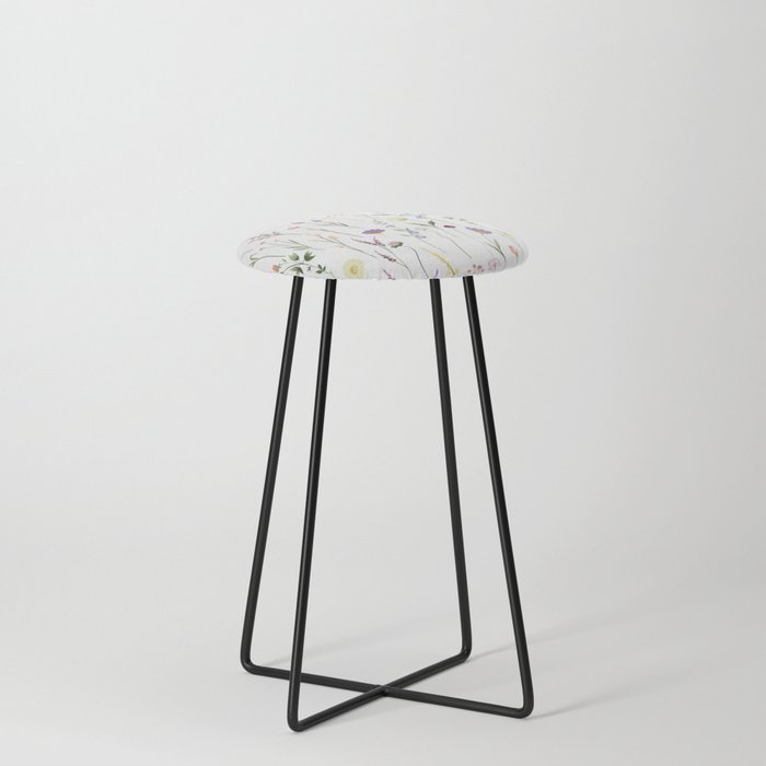 Pretty Wildflowers Floral Pattern Counter Stool