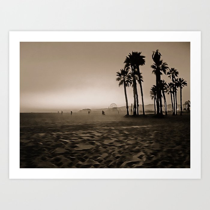 Santa Monica Beach - Art Art Print