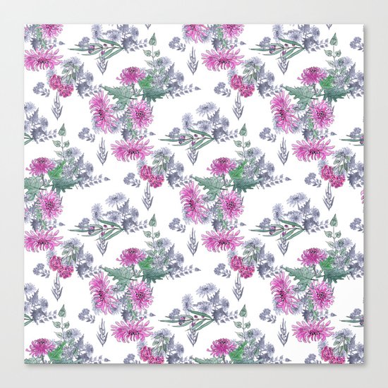 Watercolor floral pattern . 11 Canvas Print