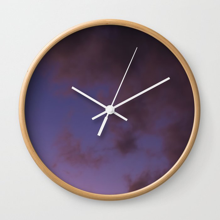 /// Welcoming the night ///  Pink and purple photo of the sky and clouds in South East Queensland Wall Clock