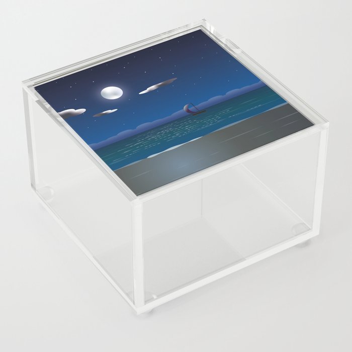 A Sailboat In The Moonlight Acrylic Box