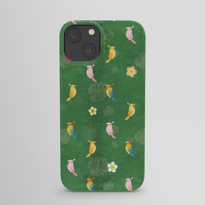 Tiki Birds - Green Pattern iPhone Case
