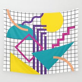 Memphis Pattern - 80s Retro White Wall Tapestry