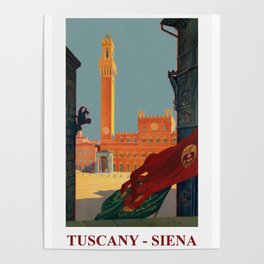 Tuscany - Siena Italy - Vintage Travel Poster