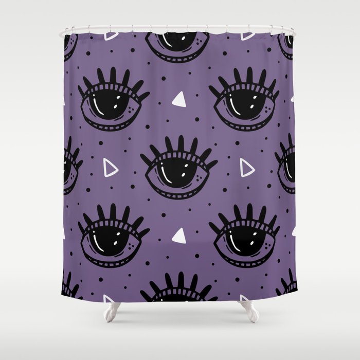 Mystic Eyes, Halloween, Purple Shower Curtain
