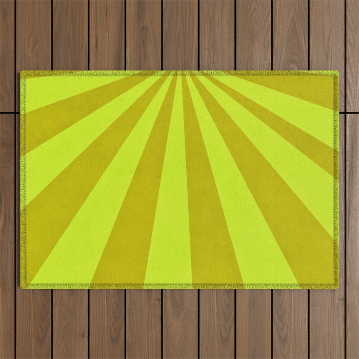 Retro yellow sunburst Outdoor Rug