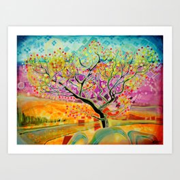 Autumn tree in bracken and heather Art Print