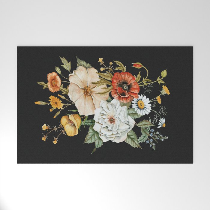Wildflower Bouquet on Charcoal Welcome Mat