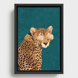 Cheetah with the golden glasses Framed Canvas