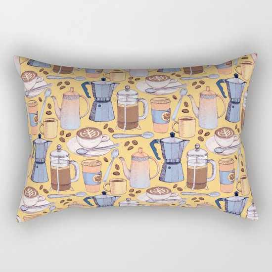 Coffee Love on Yellow Rectangular Pillow