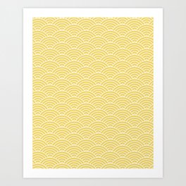 Japanese Waves Pattern Yellow Art Print