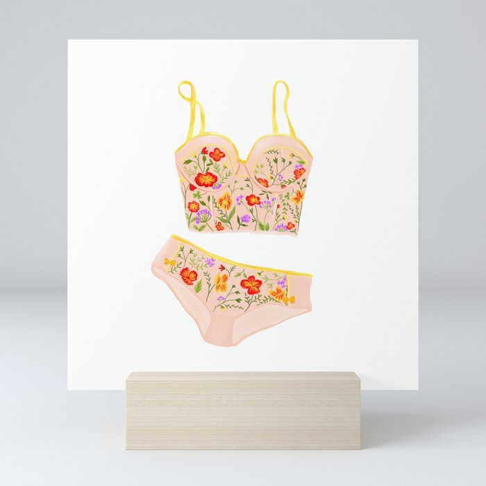 Floral Lingerie Mini Art Print