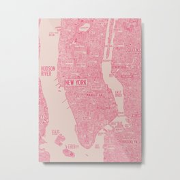 nyc map new york red Metal Print | Tourism, Detailed, Ink, New York, Red, Traveler, Drawing, Travels, Liberty, Map 