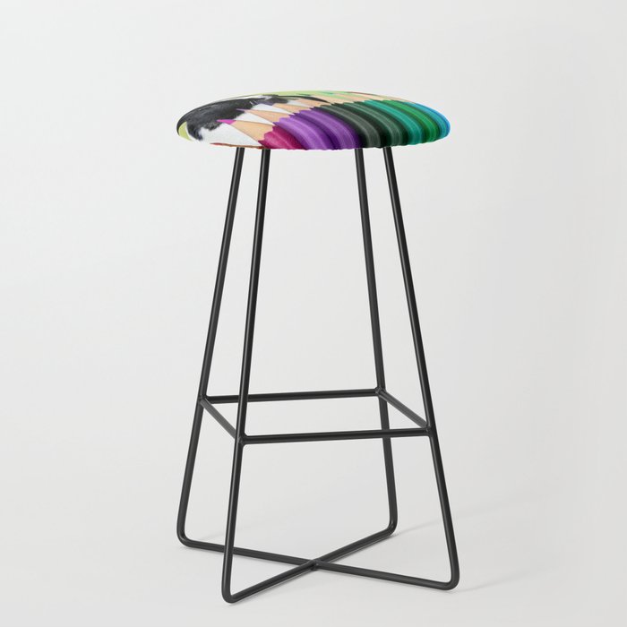 Colored Pencils - Squirrel & black and white Bunny - Rabbit Bar Stool
