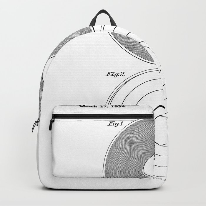 Phonograph Record Vintage Patent White Art Print Backpack