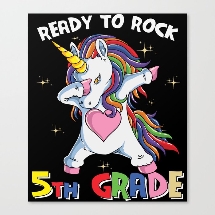 Ready To Rock 5th Grade Dabbing Unicorn Canvas Print