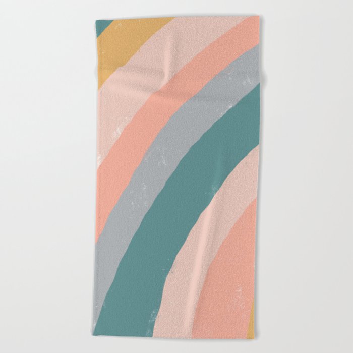 Rainbow retro stripes Beach Towel