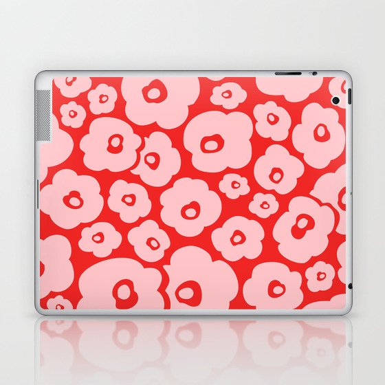 Retro Floral Pattern 140 Red and Pink Laptop & iPad Skin