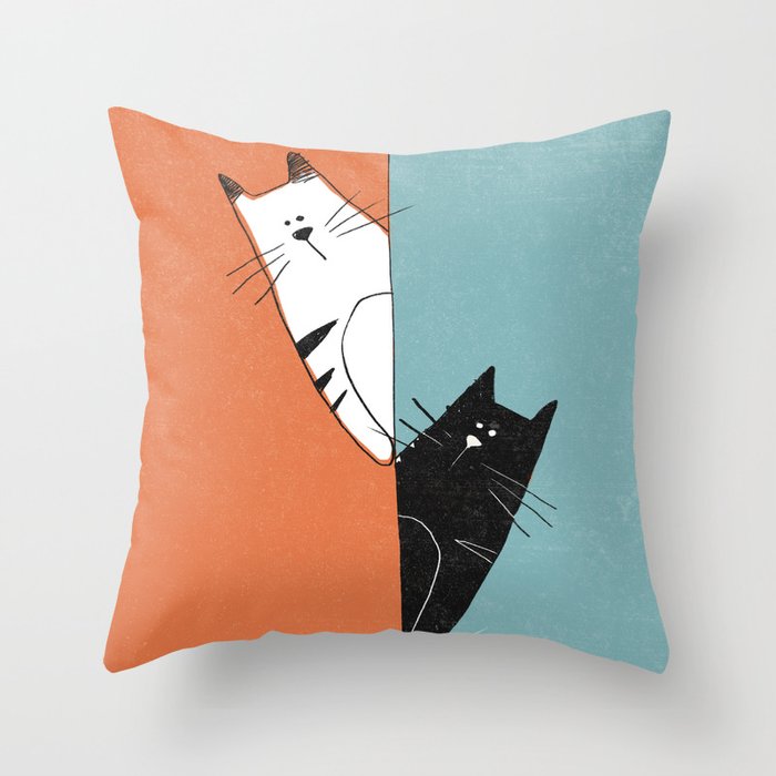 Black Cat White Cat Throw Pillow By Krisvinche Society6