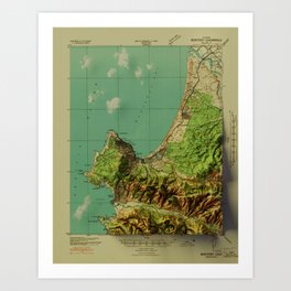 Monterey Bay 3D Map Print Art Print