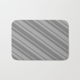 [ Thumbnail: Grey & Dark Gray Colored Stripes/Lines Pattern Bath Mat ]