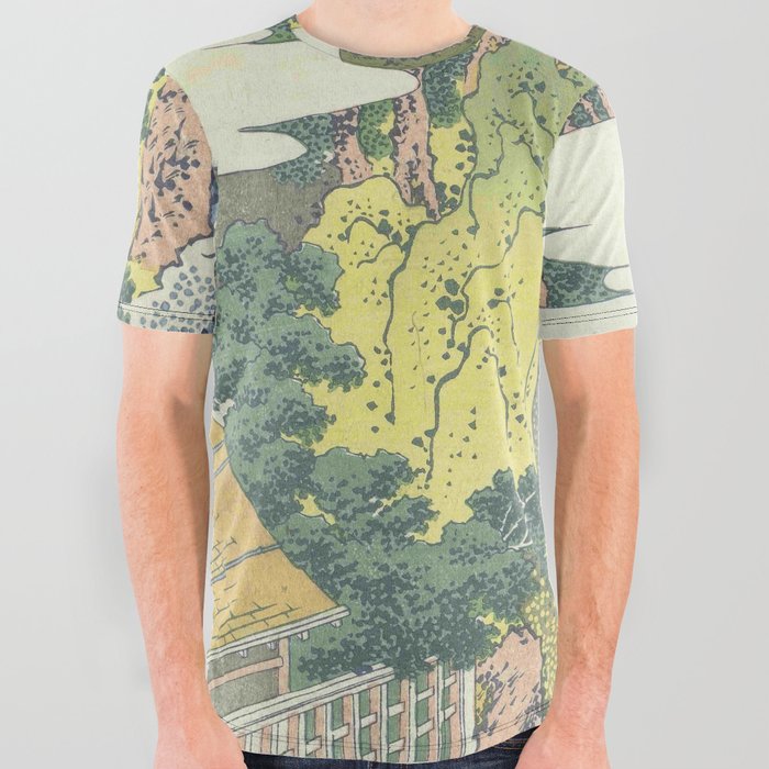 Hokusai, Waterfall At Oyama in sagami province All Over Graphic Tee