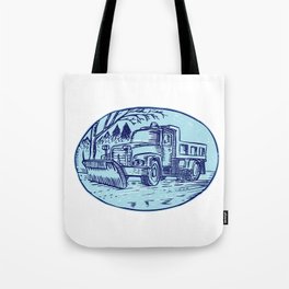 Snow Plow Truck Oval Etching Tote Bag