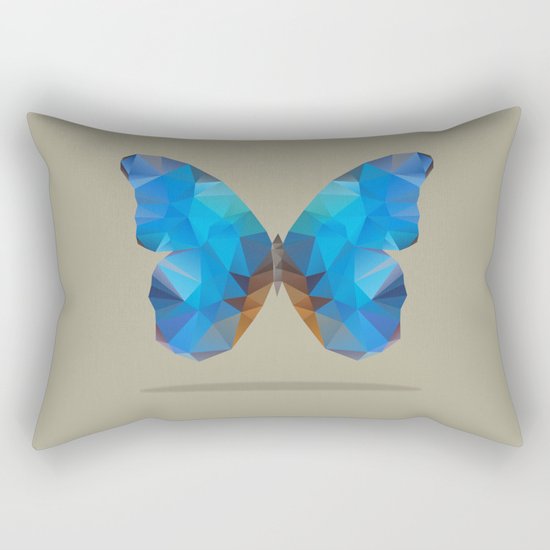 Blue Butterfly Rectangular Pillow